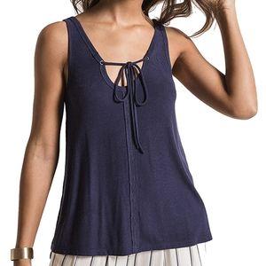 NWOT Z Supply Clothing Women's The Micro Rib Tie-Front Tank in Navy Blue